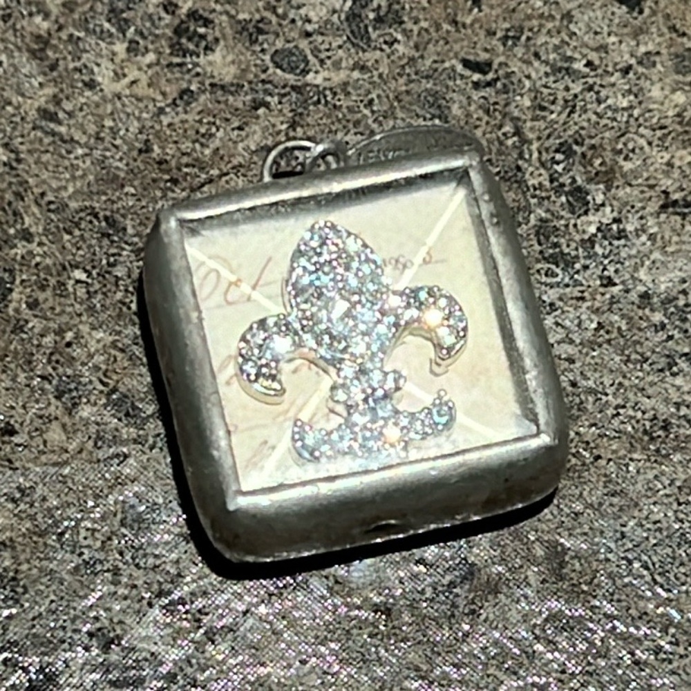 Jewel Kade Silver Fleur-de-Lis Crystal Pendant Necklace